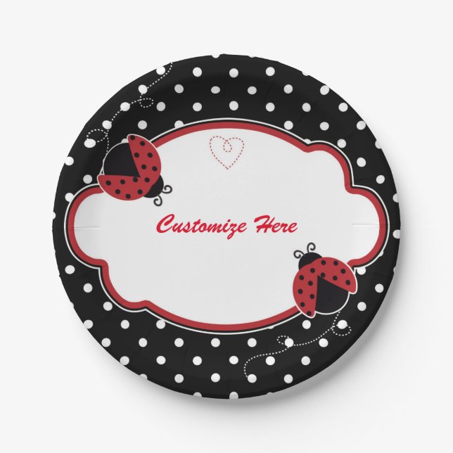 Ladybug Polka Baby Shower Party Plates (Front)