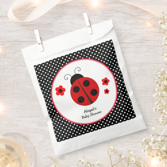 Ladybug Polka Dot Baby Shower Favour Bags (Clipped)