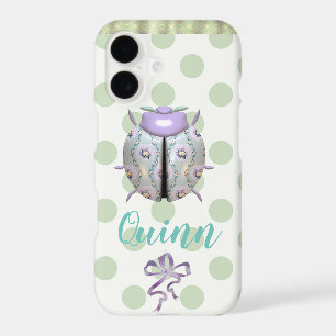 Ladybug polka dot cute purple white green