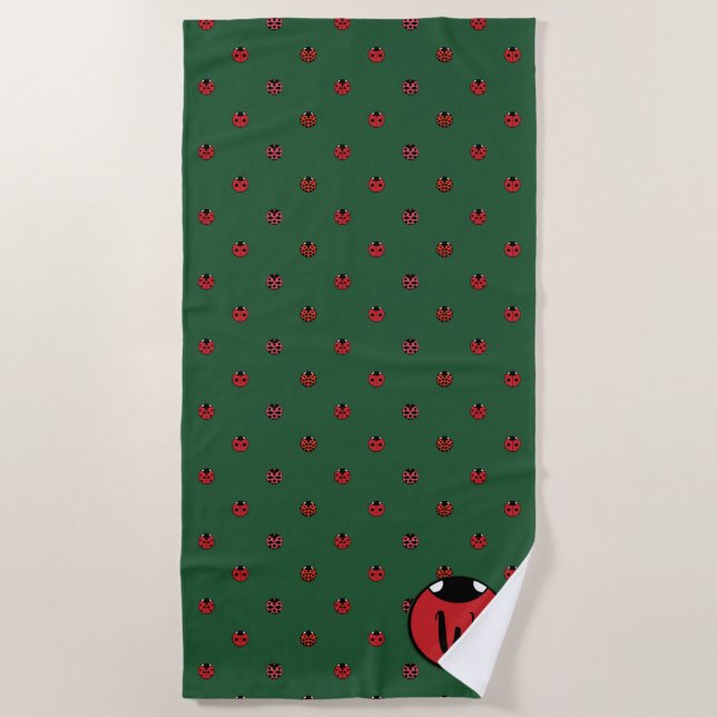 Ladybug Polka Dots Beach Towel (Front)
