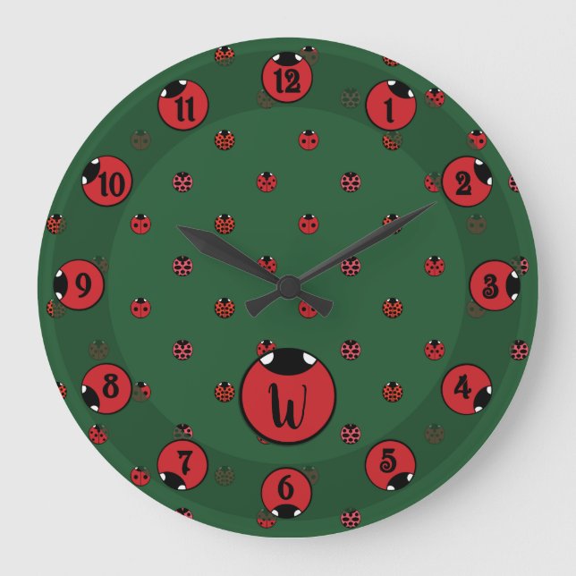 Ladybug Polka Dots Clock (Front)