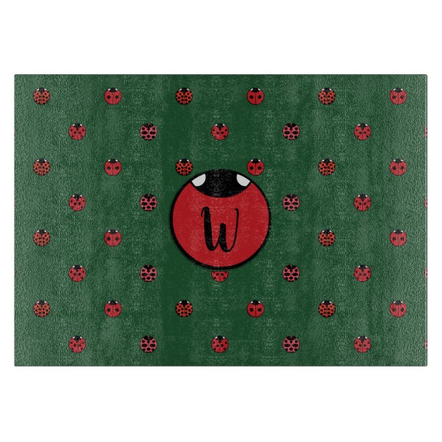 Ladybug Polka Dots Glass Cutting Board (Front)