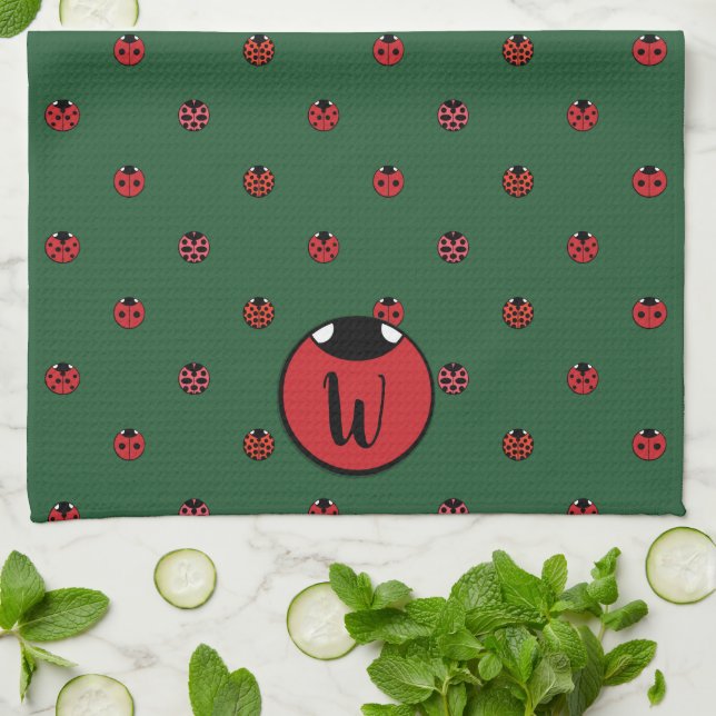 Ladybug Polka Dots Kitchen Towel (Folded)