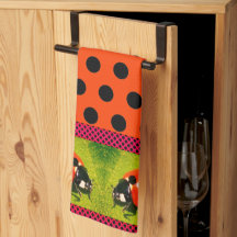 LadyBug Polka Dots Kitchen Towels