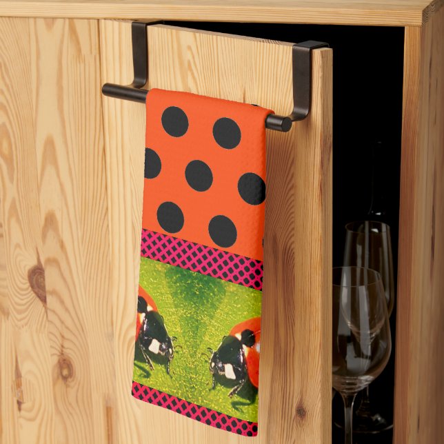 LadyBug  Polka Dots Kitchen Towels (Thirds Fold)