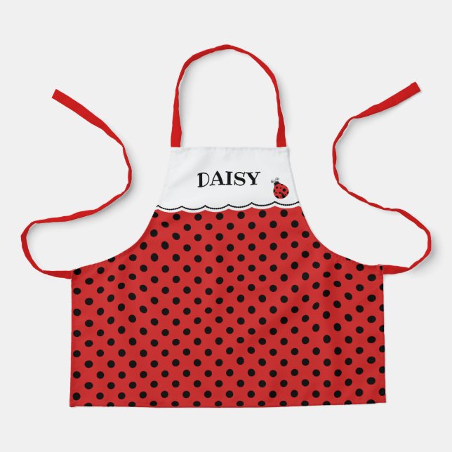 Ladybug Polka Dots Name Apron (Front)