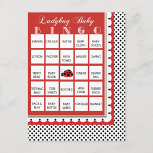 Ladybug Polkadots Baby Shower Bingo Card 11