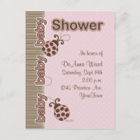Ladybug Postcard Baby Shower in Pink