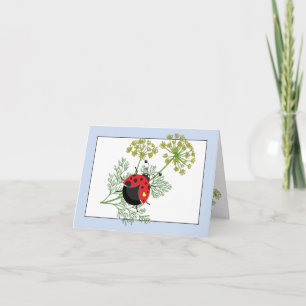 Ladybug   Pretty Blue & White Notecard