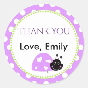 Ladybug Purple Green Gift Favour Label Lavender