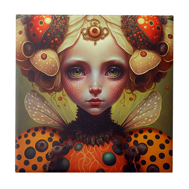 Ladybug Queen 2 Cute Fantasy Art Tile (Front)