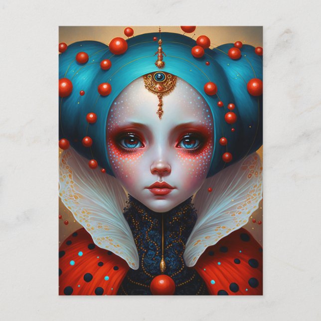 Ladybug Queen Cute Fantasy Art Postcard (Front)