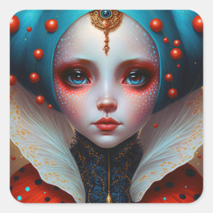 Ladybug Queen Cute Fantasy Art Square Sticker