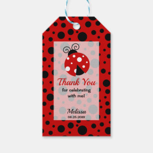 Ladybug Red Black Frame Polka Dots Thank You Gift Tags