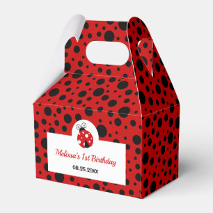 Ladybug Red Black Polka Dots Kids Birthday Favour Box