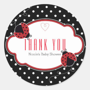 Ladybug Red & Black Shower Party Favour Stickers