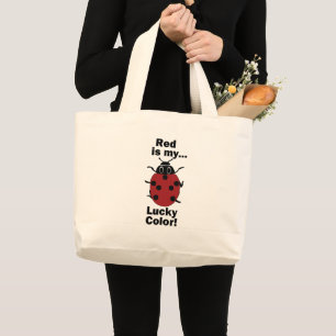 Ladybug Red Is My Lucky Color Funny Insect Large Tote Bag