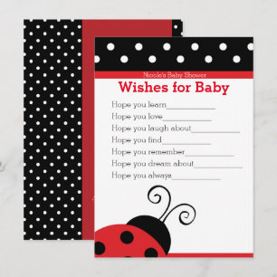 Ladybug Red Polka Dot Wishes for Baby Shower Card