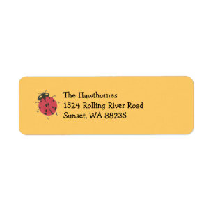 Ladybug return address label -- peach