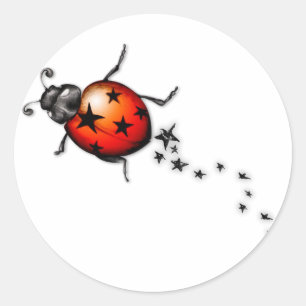 Ladybug Rockstar Classic Round Sticker