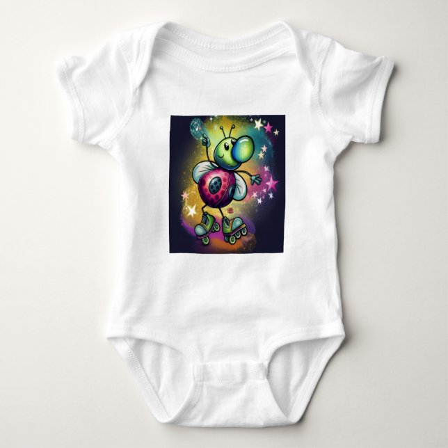 Ladybug Roller Disco Baby Bodysuit (Front)
