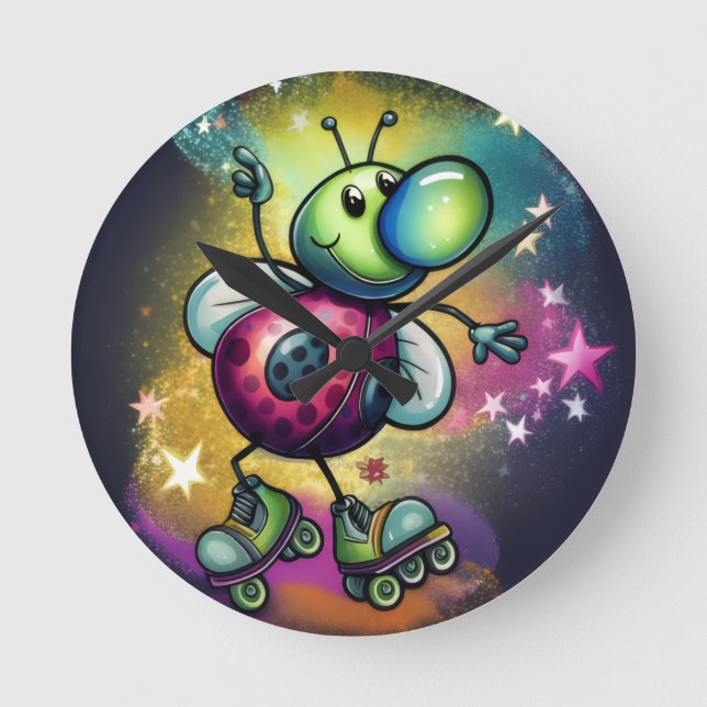 Ladybug Roller Disco Wall Clock (Front)