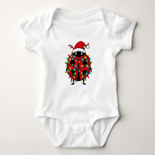 Ladybug Santa Hat Holiday Insect Christmas Baby Bodysuit