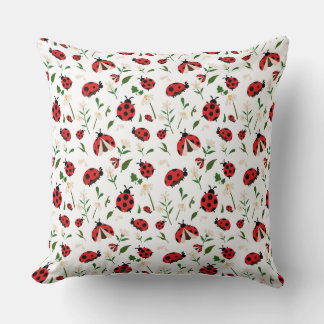 Ladybug seamless pattern pillow