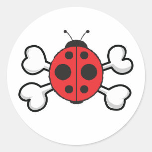 ladybug Skull and Crossbones Classic Round Sticker