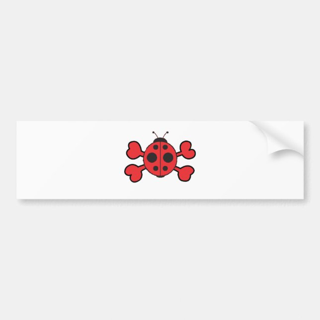 ladybug Skull red Crossbones Bumper Sticker (Front)