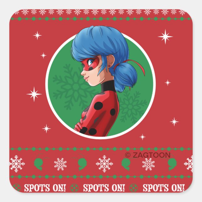 Ladybug Spots On! Holiday Graphic Square Sticker (Front)