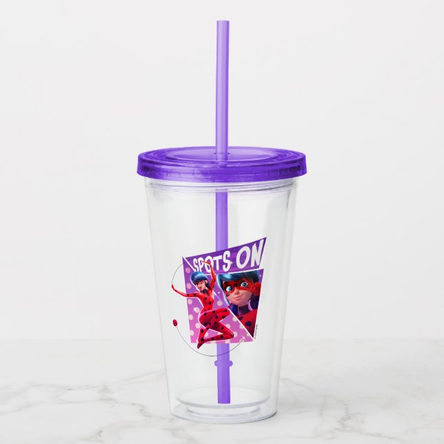 Ladybug | Spots On Purple Graphic Acrylic Tumbler (Front)