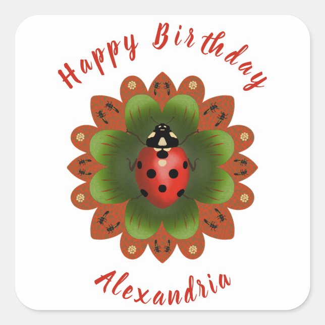 Ladybug Square Sticker (Front)