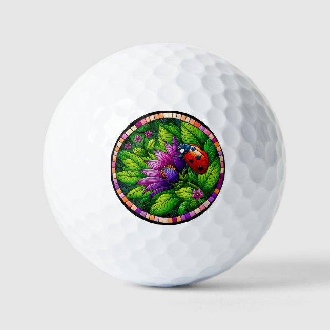 Ladybug Stained Glass Golf Balls (Front)