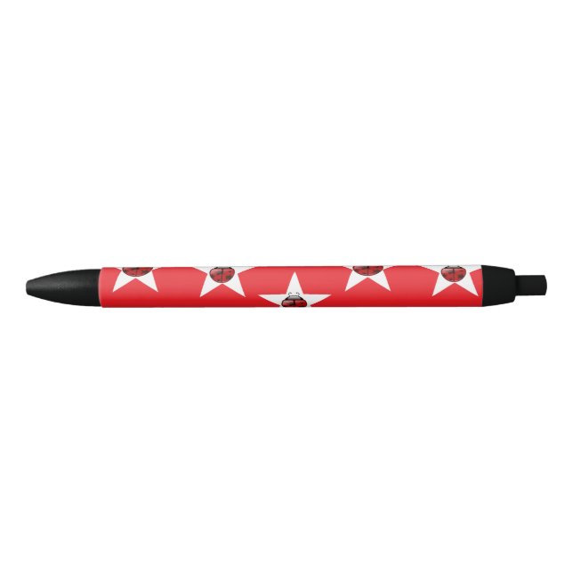 Ladybug stars black ink pen (Front)