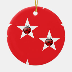Ladybug stars ceramic tree decoration