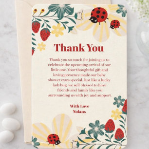 Ladybug & Strawberry Baby Shower Thank You Card