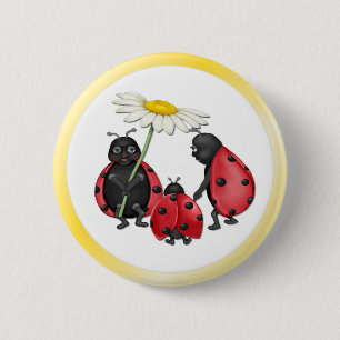 Ladybug Stroll 6 Cm Round Badge