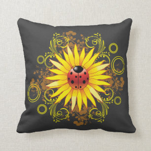 Ladybug Sunflower Design Cushion