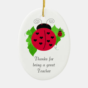 Ladybug Teacher Thanks Ceramic Tree Decoration