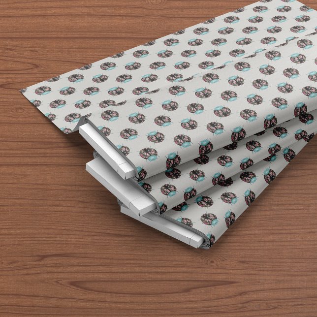 Ladybug Teal Floral Chintz Pattern Fabric (Creator Uploaded)