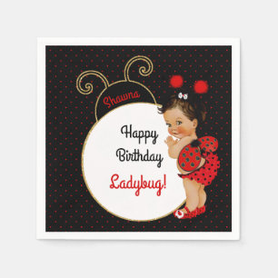 Ladybug Theme Baby Girl Red & Black Dot Napkin