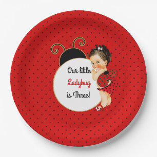 Ladybug Theme Baby Girl Red & Black Paper Plate