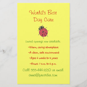 Ladybug theme child care flyer
