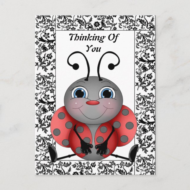 Ladybug Thinking Of You Postcard (Front)
