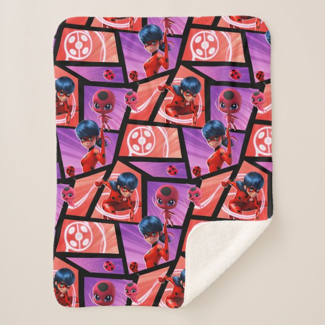 Ladybug & Tikki Pattern Sherpa Blanket (Front)
