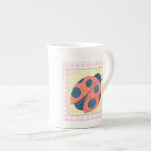 Ladybug Trio Landing on Flowers Bone China Mug