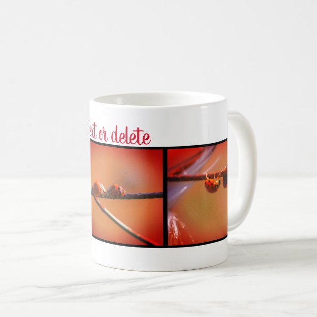 Ladybug Trio Nature Photography Personalised Coffee Mug (Front Right)