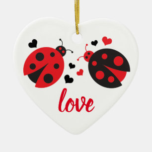 Ladybug Valentine Love Heart Ornament
