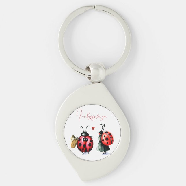 Ladybug Valentine's Day Card Key Ring (Front)